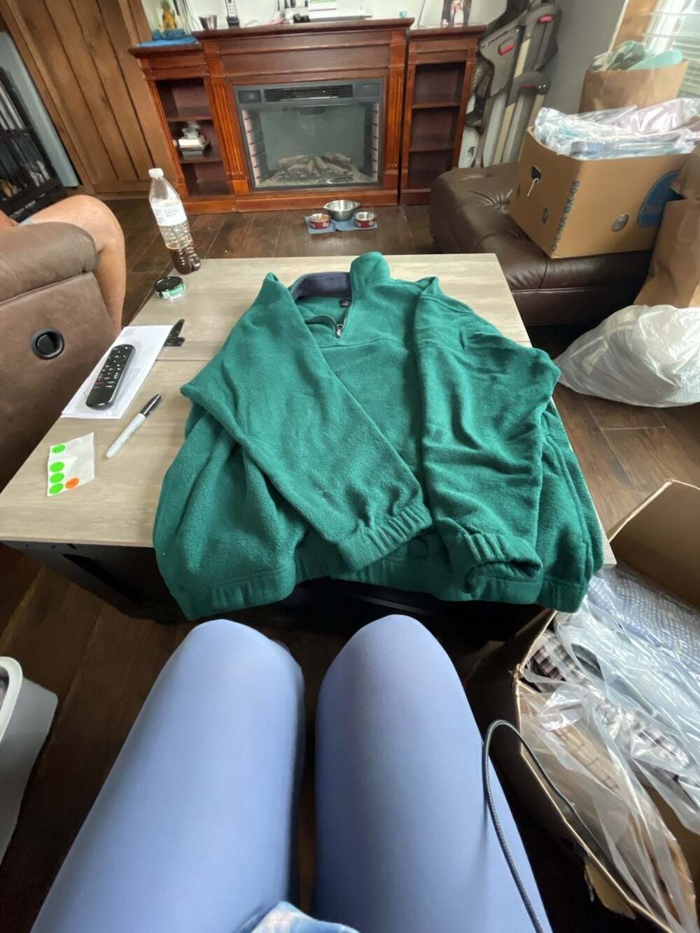 #A159 SRT Fleece Pullover Size L Green Quarter Zip Mock Neck